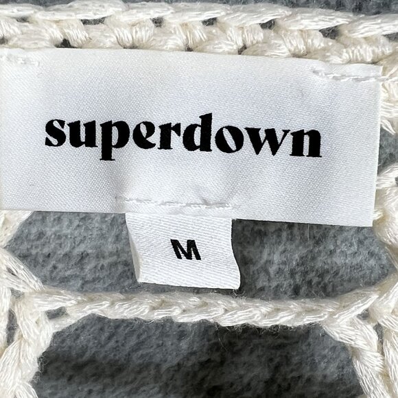 Superdown Med Miranda Crochet Mini Dress Open-Knit Bell Sleeves Beachy Vacation - Picture 13 of 16